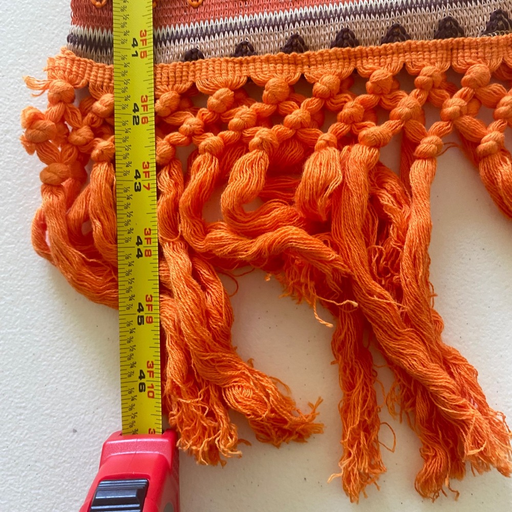SHEIN Women Orange Geometric Knit Halter Midi Dress Fringe Hem Boho Size Medium - Picture 6 of 7